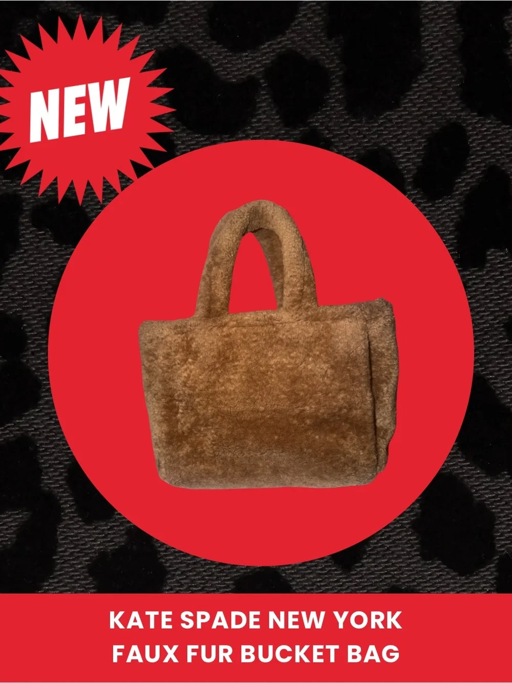 kate spade Brown Faux Fur Tote with Embossed Logo